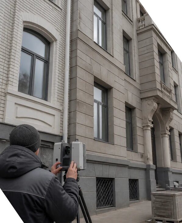 Лазерное сканирование фасадов зданий для обследования в Крымске